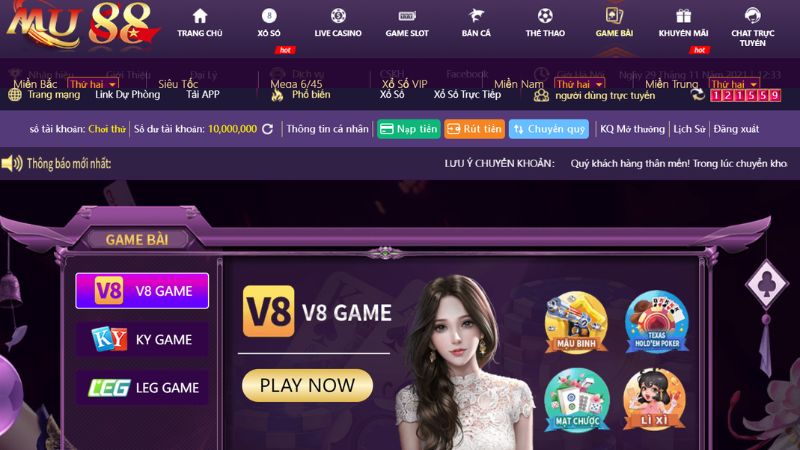 Đa dạng tựa game bài 